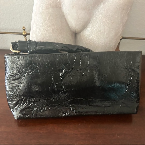 Vintage, Big Buddha,black clutch with rosette and wristlet strap - Picture 3 of 5